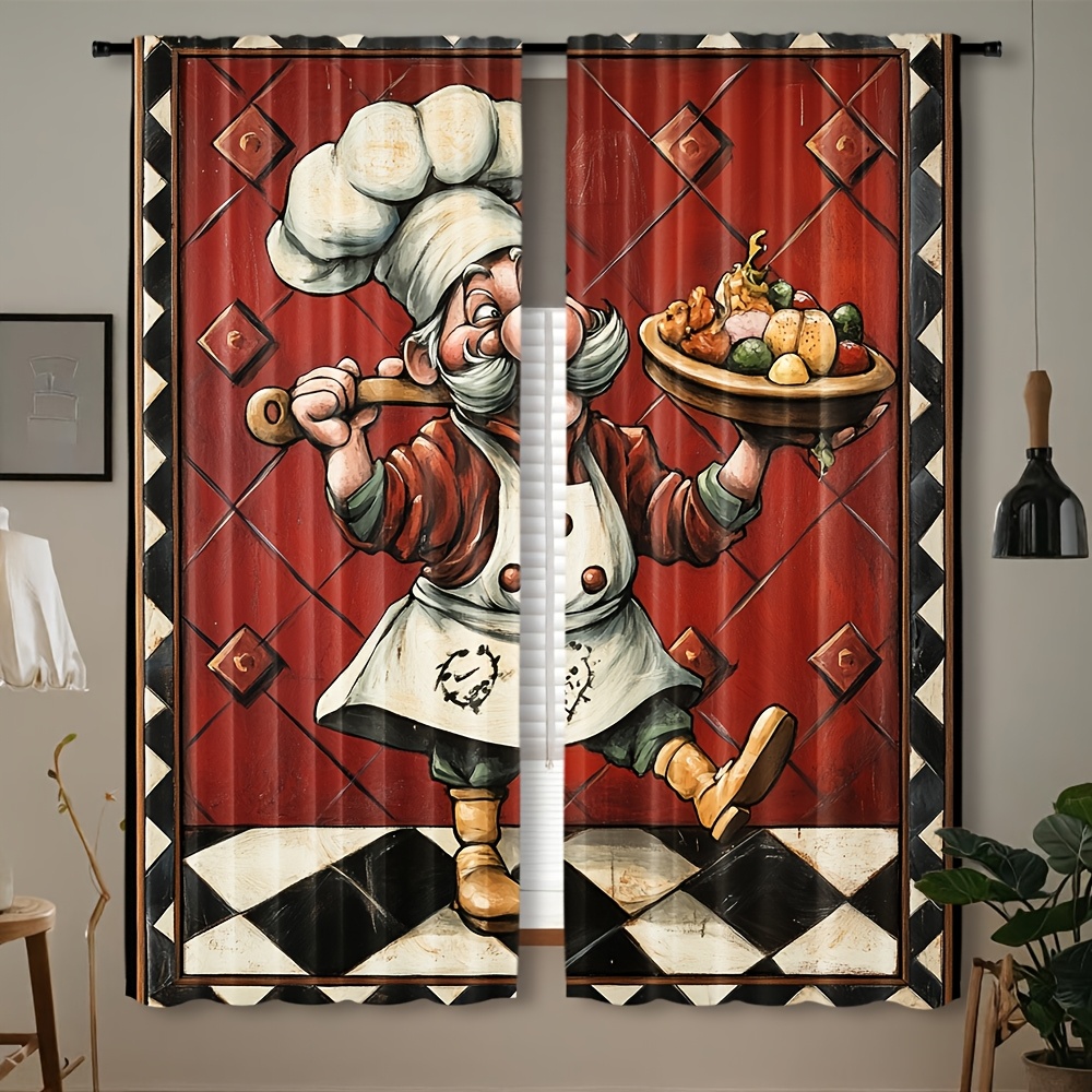 Home Cooking In French - Новинка: Пара штор с мультяшными персонажами-поварами